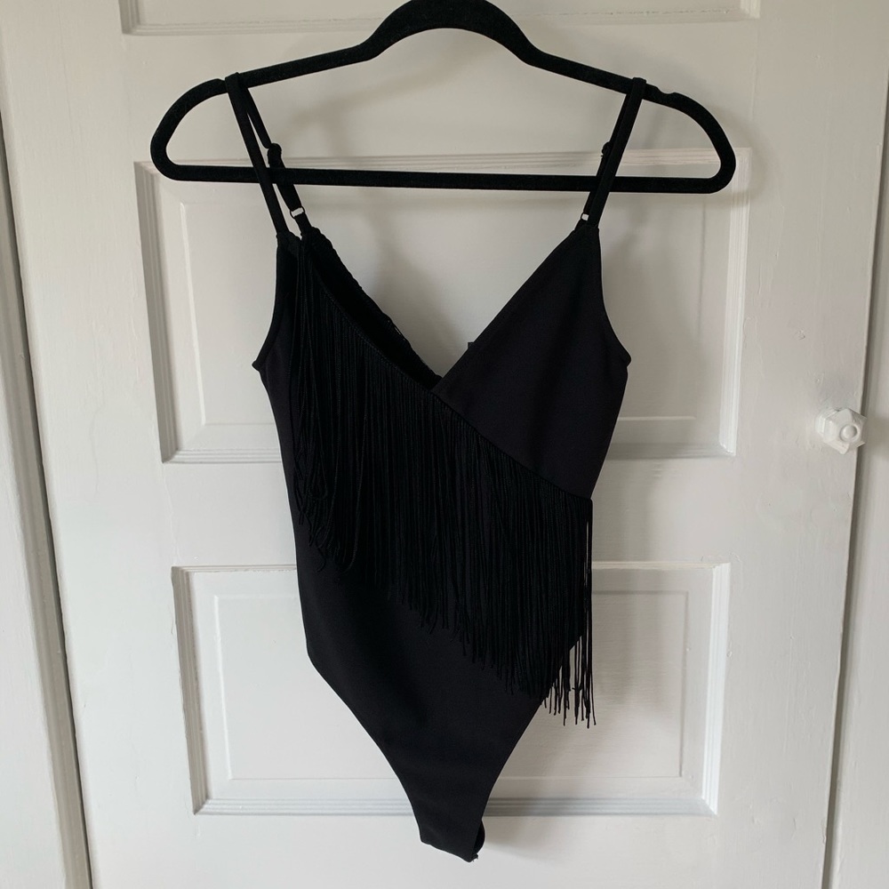 Black Fringe Bodysuit